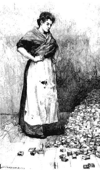 Изготовление спичек на дому. Рисунок из «Английского иллюстрированного журнала». 1892