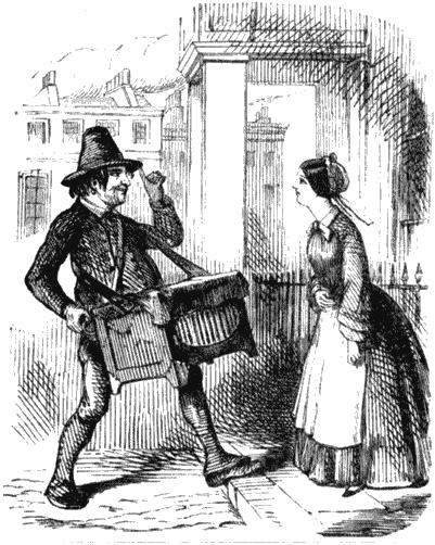 Шарманщик и горничная. Рисунок из журнала «Панч». 1853