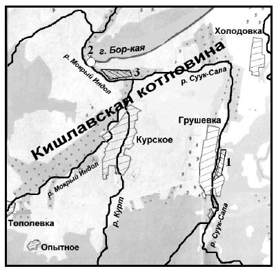 Карта-схема Кишлавской котловины со средневековыми памятниками