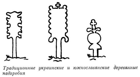 Традиционные украинские и южнославянские деревянные надгробия 