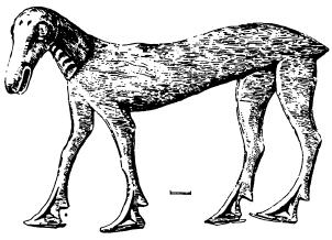 Деревянная фигурка оленя, украшавшая головной убор женщины из могильника Ак-Алаха I.