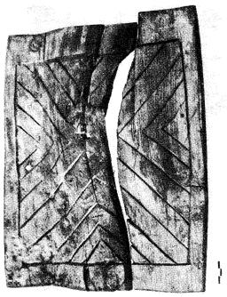 Деревянный щит из “конского“ отсека кург. 1 могильника Ак-Алаха I.