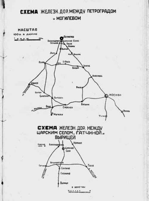 Схема железной дороги между Петроградом и Могилевом