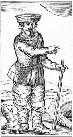 Лифляндский крестьянин, служивший проводником Карлу XII под Нарвой. Гравюра XIX в. по шведской гравюре 1701 г.