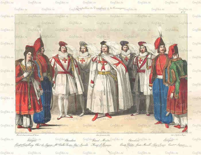 На одній стародавній гравюрі [15] зображені разом тамплієри та українські козаки. У центрі групи стоїть Великий магістр відродженого Ордена тамплієрів граф Сен-Жермен (1712 – 1784 рр.) 