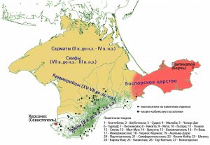 Памятники тавров на карте Крыма