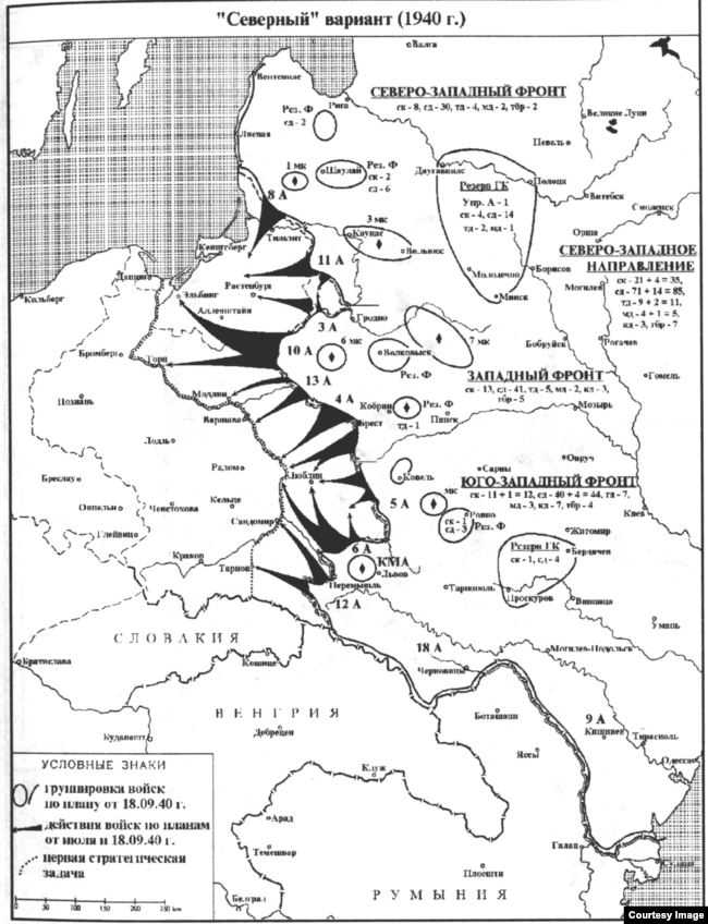 Разработанный Генштабом РККА план удара через Восточную Пруссию, карта