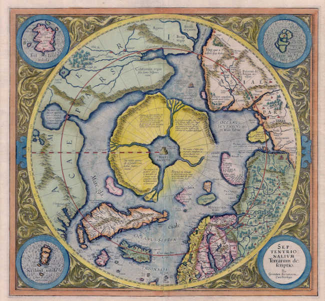 Арктический континент на карте Герарда Меркатора 1595 года